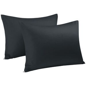 2 Pack Egyptian Cotton Pillowcases with Zipper Black Queen(20"x30")